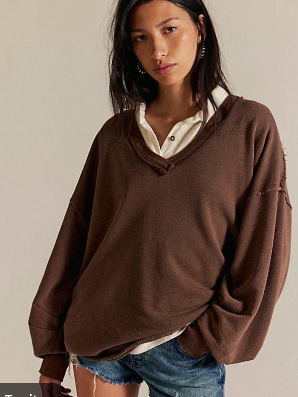 free people we the free venice v-neck sweatshirt NWT